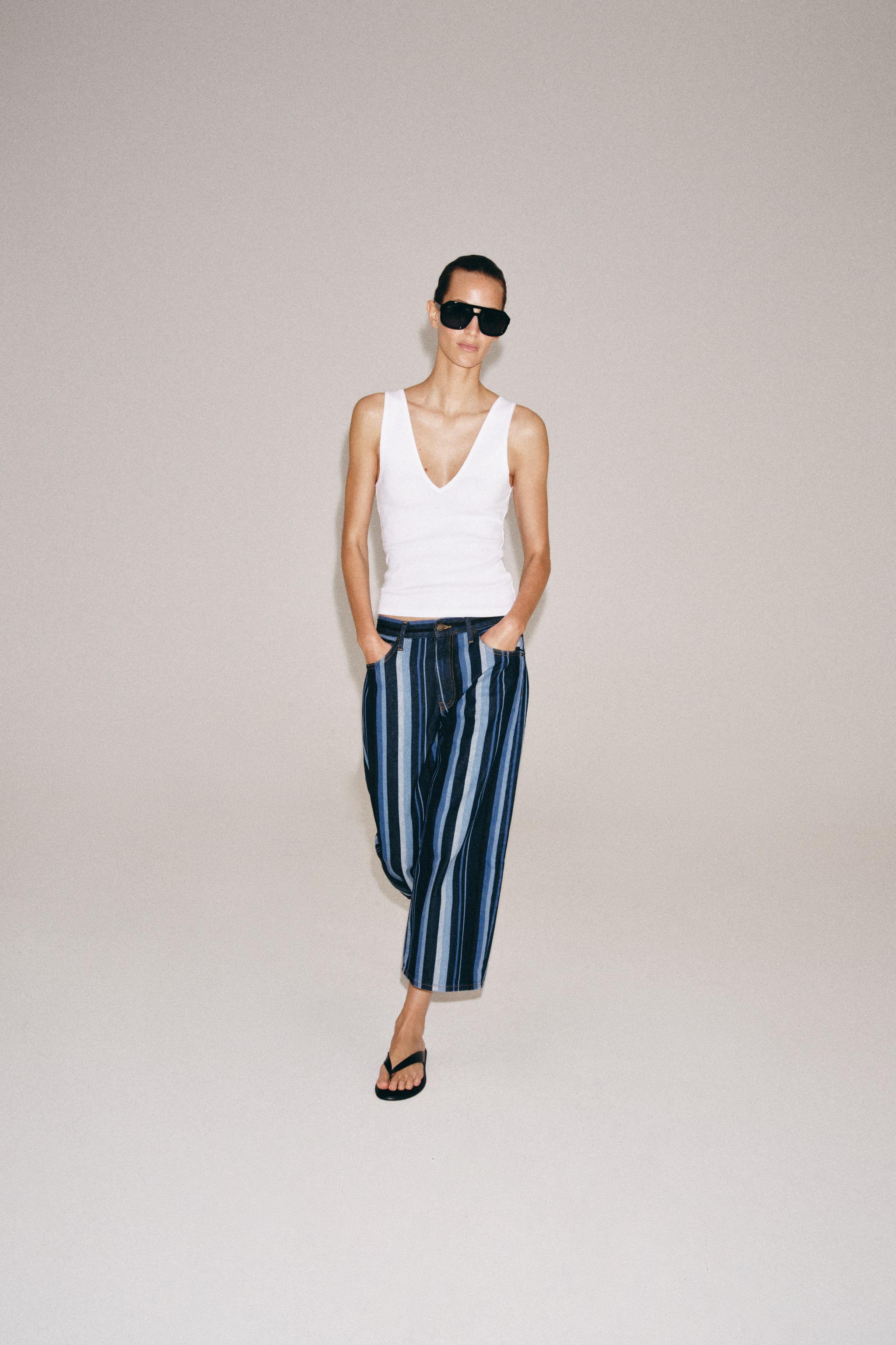 JEAN ZW COLLECTION JUPE-CULOTTE À RAYURES TAILLE NORMALE